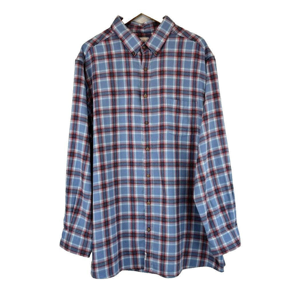 ROWM Red White & Blue Plaid Flannel Button‎ Up Shirt Big Tall 3XT Cabin